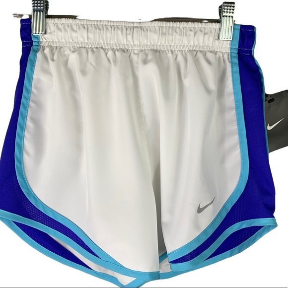 Nike Women’s White with Blue Trim Tempo Dry Core 3” Running Small Shorts NWT - Picture 2 of 6